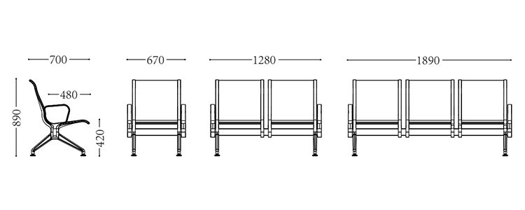 鋁合金機(jī)場(chǎng)椅/等候椅/排椅-SJ9101(圖2) undefined